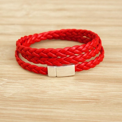 bracelet-cuir-tresse-femme-3trs-rouge-aimant-010
