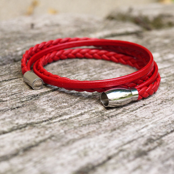 bracelet-cuir-fait-main-femme-inox-aimant-tresse-rouge-04